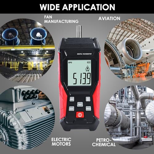 Digitaler Drehzahlmesser, 2 in 1 Tachometer 3~99999 U/min Berührungslos Und Kontaktbereich von 3~19999 U/min Geschwindigkeitsmesser, MAX/MIN/AVG/Hold-Daten Drehzahlgeber für Automotorwerkzeug