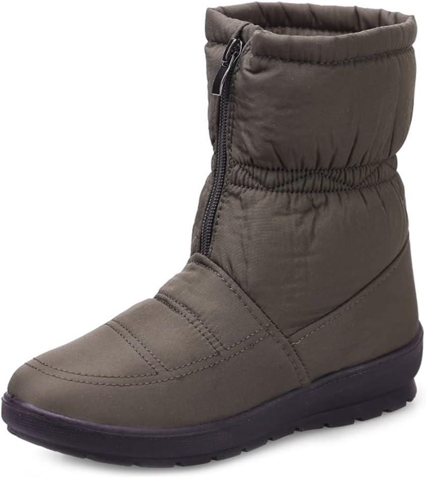 Women's Waterproof Snow Ankle Boots Winter Warm Fur Hook-and-Loop Anti-slip Rain Snow Short Booties