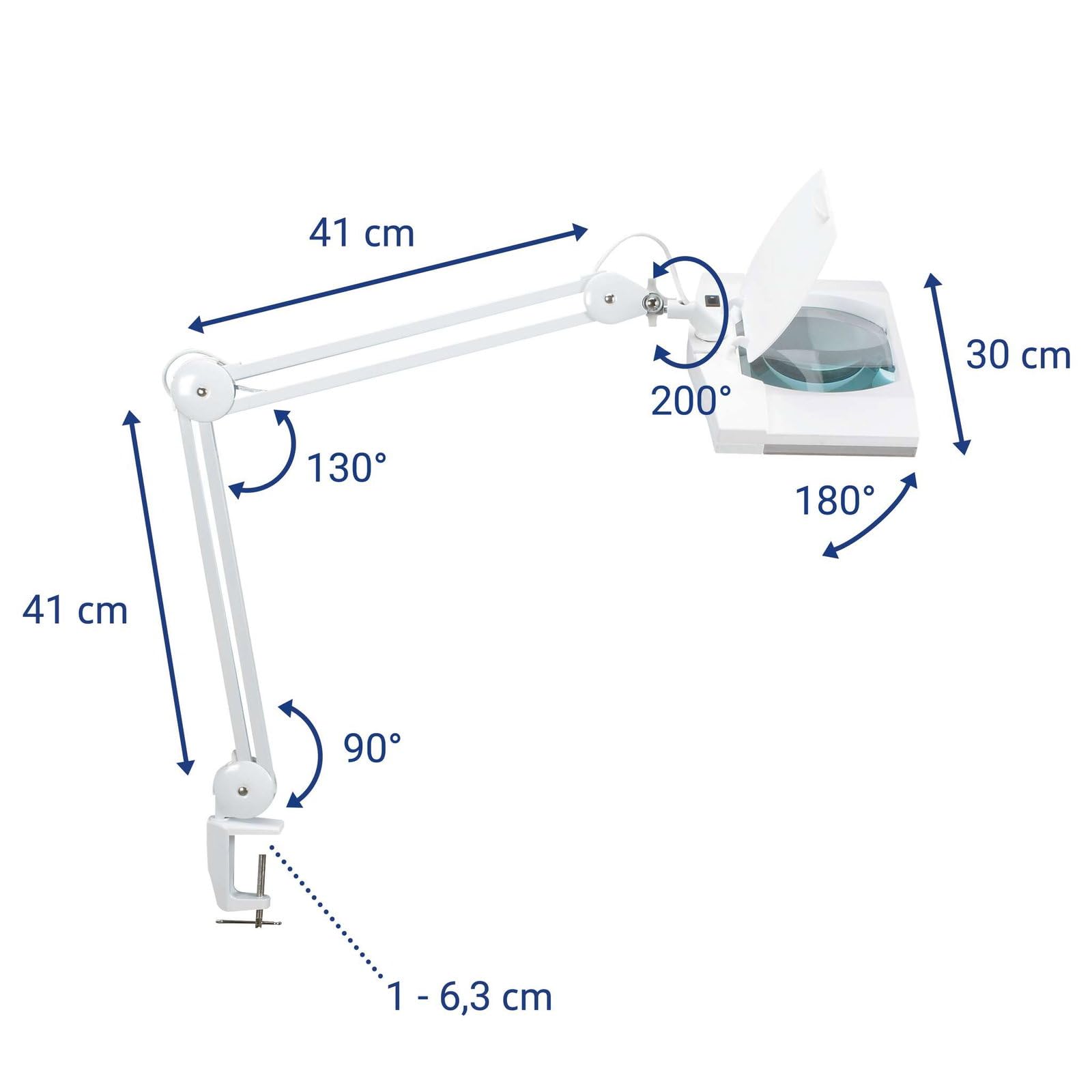 MAUL Lampe loupe LED MAULvitrum blanche à pince pour précision