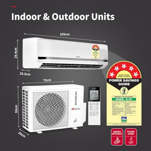 Image of Hitachi 1.5 Ton 5 Star Wi-Fi Inverter Split AC (100% Copper, Heavy Duty, Xpandable+, ice Clean, Dust Filter, 5700XXL RAS.Y518PCAISL2, White)
