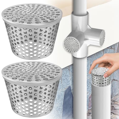 TZEKING 2 Pièces Filtres De Gouttière en Acier Inoxydable,Tamis de Gouttière,Protection Gouttiere Anti Feuille,Gouttière pour Drain de Toit Plat,pour...