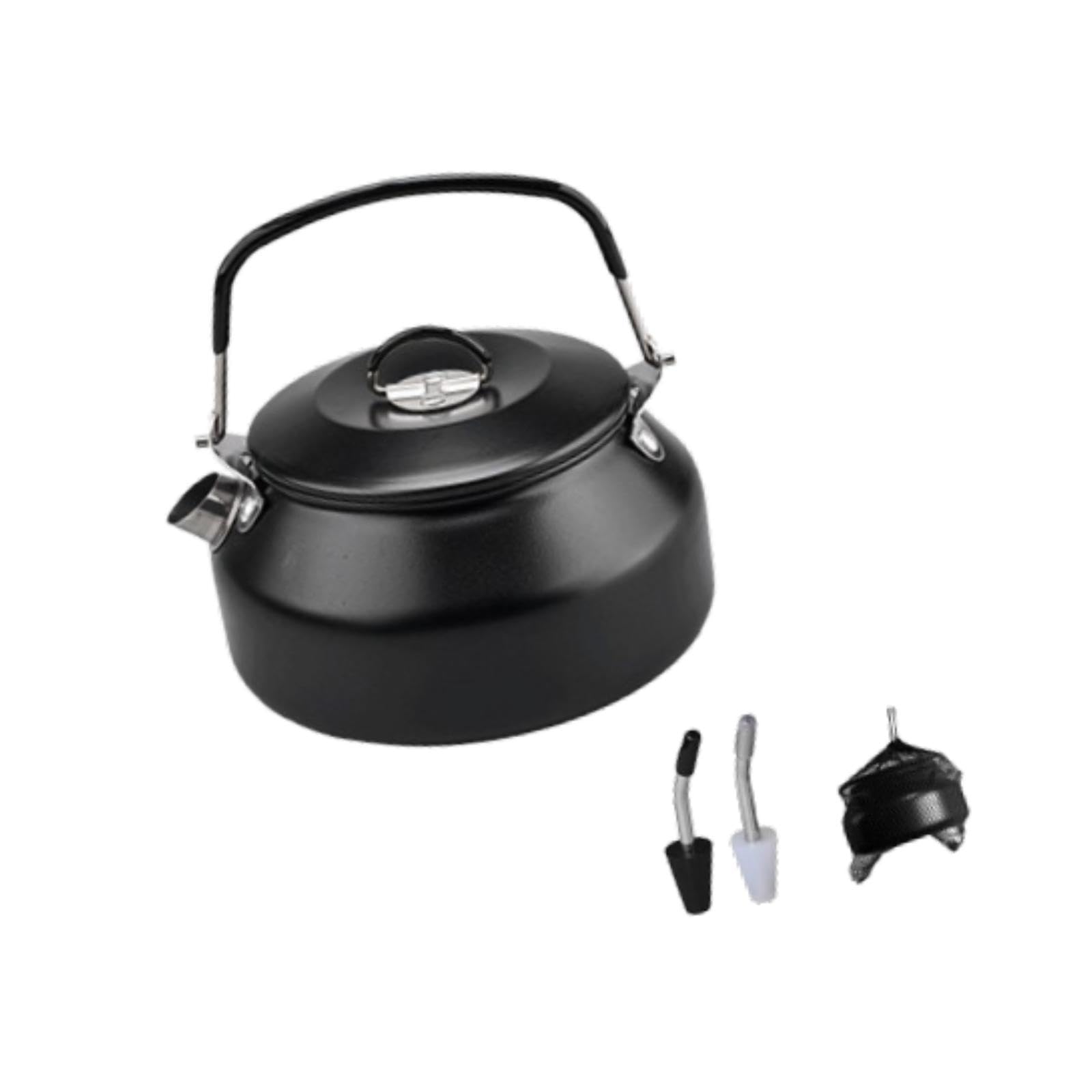 Bothyi Stainless Steel Tea Kettle Camping Kettle Outdoor Teapot with Silicone Handle Water Boiler with Spout for Backpacking Camping, Black