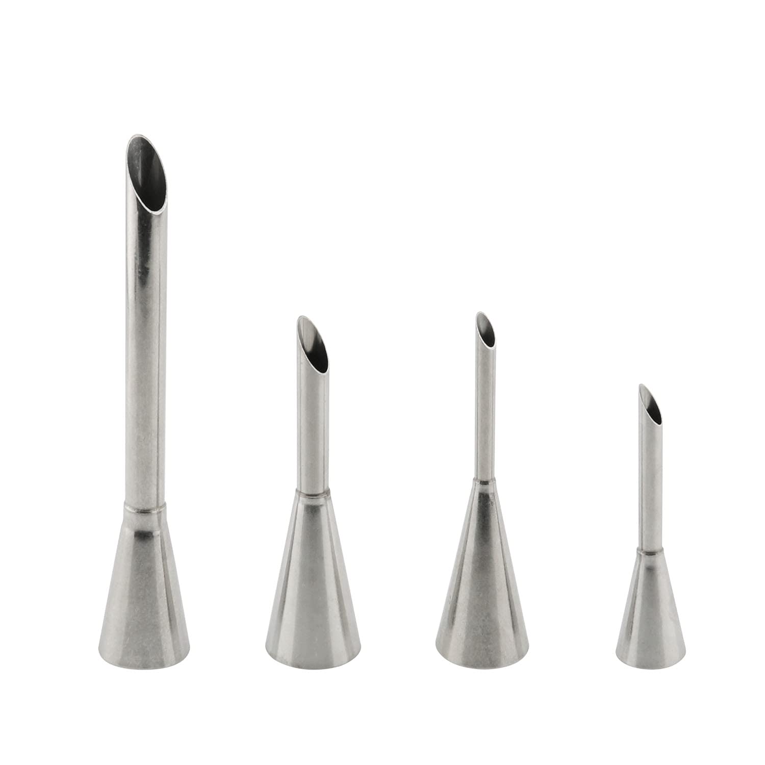 DGHAOP Cake Cream Puff Icing Piping Nozzle Tips 4 in 1 304 Stainless Steel Cream Piping Tip Nozzles Kit for Candy Fondant Baking Cake Decorating