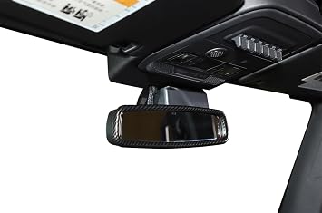 Rear View Mirror Cover Inner Rearview Mirror Trim Frame, Carbon Fiber Black