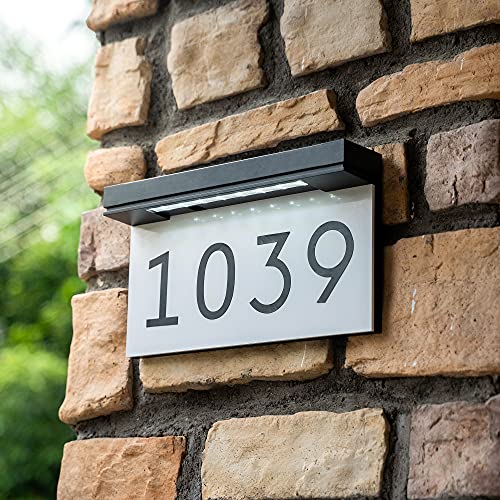 House Numbers Address Plaques For Houses Solar Powered, 6000K Daylight White LED Illuminated Address Sign For Outside…