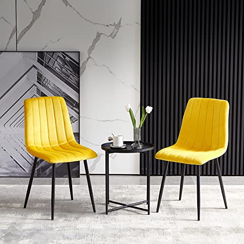 Homedot Modern Dining Chair Set Of 4, Elegant Velvet Upholstered Home Chair Armless Living Room Chair High-Back Reading Chair With Sturdy Metal Legs For Any Decor #TOP5