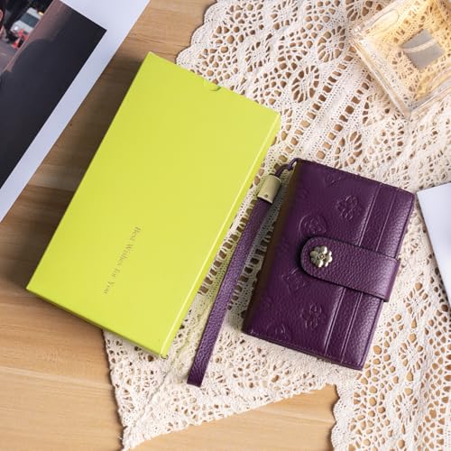 Image of XINNSTAR Small Wallet for Women RFID Blocking Leather Trifold Compact Card Wallets Ladies Wristlet Purse with Zipper Coin Pocket ID Window