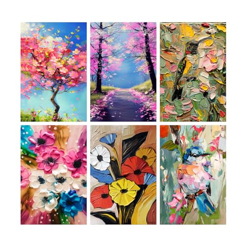 Image of SiddArtify Floral Wall Art Prints Set - Textured Flower Poster Decor for Living Room Bedroom Office - 8x12 inch Board Pack of 6
