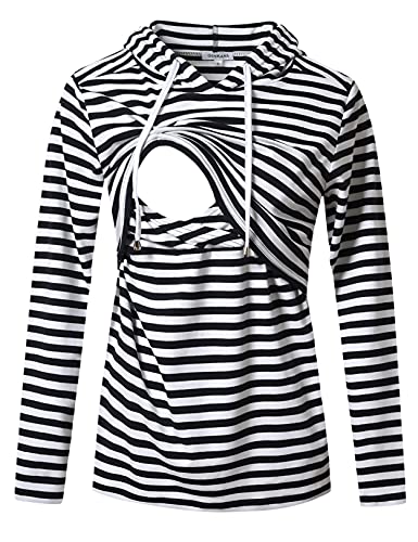 Image of GINKANA Women's Nursing Hoodie Sweatshirt Long Sleeves Breastfeeding Maternity Tops Casual Clothes