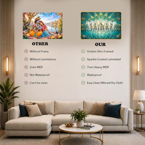 Image of 7 Running Horses Vastu Photo Frame, 16x24 Inch