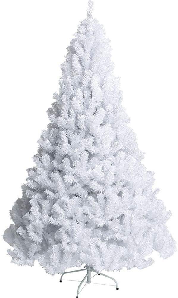 Christmas Tree Full Xmas Tree Detachable Premium Hinged Branches Artificial Christmas Tree Easy Assembly For Indoor Holiday Decoration Christmas Tree White Flocked Christmas Pine Tree White 240cm llxy