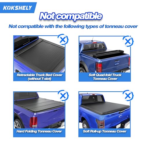 Image of 65.4'' Adjustable Truck Bed Rack Cross Bars(2-Pack) for Mid-Size Trucks, T-Slot Tonneau Cross Bars Compatible with Retractable Hard Tonneau Covers |Top Slide Mount Truck Bed Rack