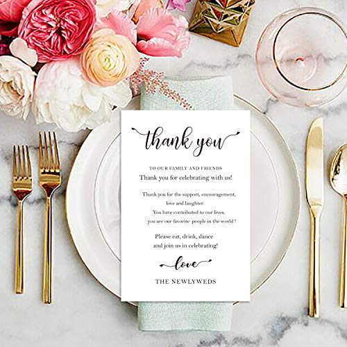 50 Wedding Thank You Place Setting Cards, Wedding Table Centerpieces and Wedding Decorations, Wedding Table Decorations, Wedding Favors for Guests, 4 x 6 Inch - Thumbnail 5