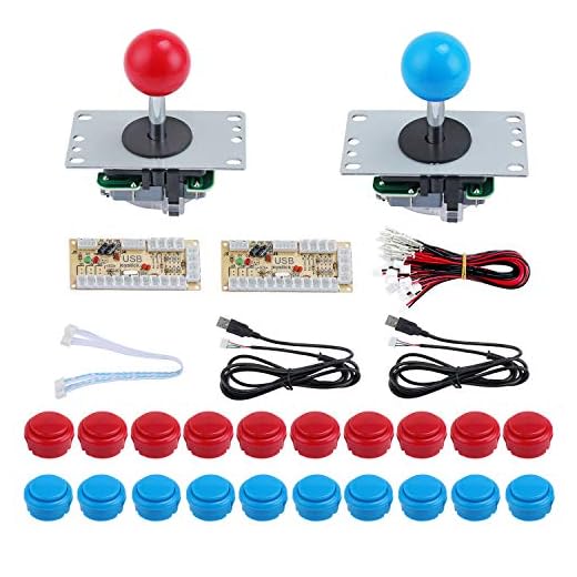 KEESIN 2 Arcade Jugadores Botones y Piezas de Joystick, Kit de Controlador de Juego de Bricolaje para Windows y Raspberry Pi