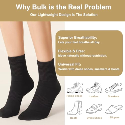 Image of Womens Cotton Anti-Pilling Quarter Crew Socks | Moisture-wicking, Odor-control, Lightweight, Office /gym, 7-pair, US 6-10