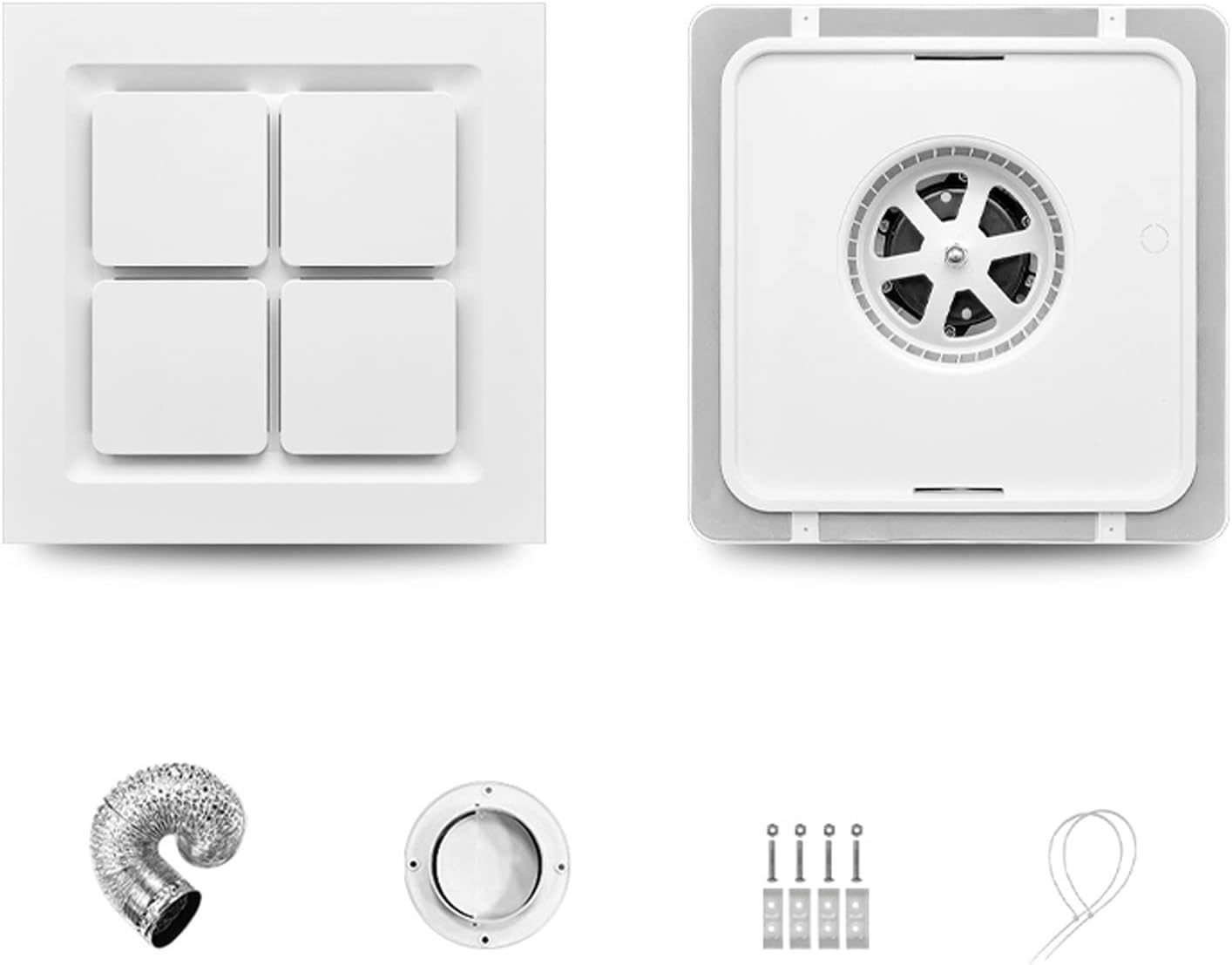 Ventilation Fan Integrated Ceiling Ventilation Fan Powerful Exhaust Fan 30×30CM Bathroom High-Power Ceiling Exhaust Fan Built-in Kitchen Vent Fan, 52W/62W ventilating Fan(Size:52W)