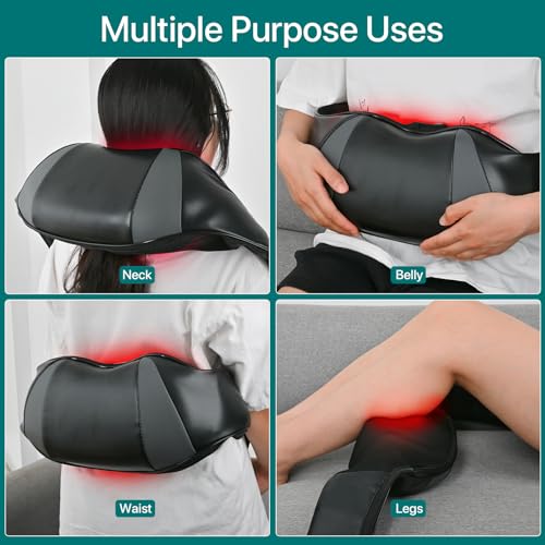 Mawuye Neck Massager Roller with Heat Back Massager Deep Tissue,Neck and Shoulder Massager Pillow for Shoulder, Leg, Body Muscle Pain Relief Suitable for use at Home/Office/car