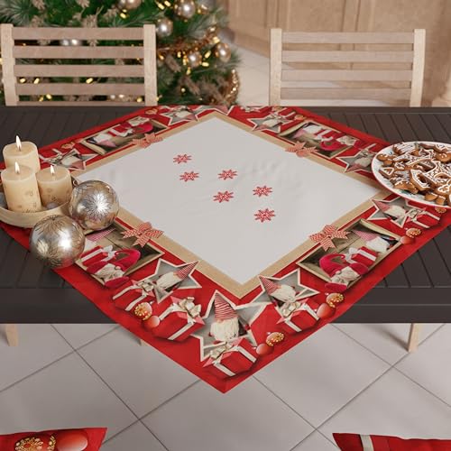 PETTI Artigiani Italiani - Centrotavola Natalizio, Centrotavola da Tavolo Cucina Natalizio, Runner Centrotavola 90x90 cm, Centrotavola Elfo, 100% Made in Italy