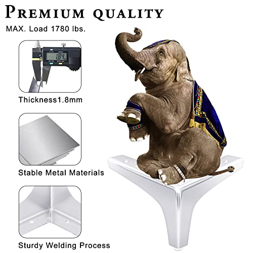 Onedream Silver Dresser Metal Furniture Legs - 6 Inch Furniture Legs, Metal Polished Chrome Couch Legs Set Of 4 Replacement For Dresser Cabinet Sofa Bed Ottoman Table Chair Cupboard #TOP1