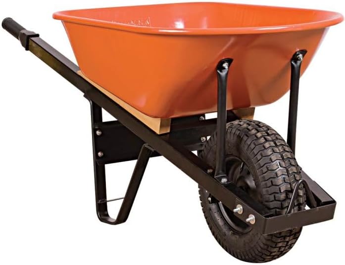 A.M. Leonard 6-Cubic-Foot Steel Tray Wheelbarrows (Steel Handles, Flat-Free Tire)