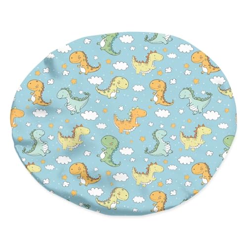 Image of Kids Satin Sleep Cap Boys Girls Sleeping Hat Beanie for Toddler Children Baby Elastic Band Hair Cover Frizzy Curly Hair Dinosaur Cloudy Print Cap Headwear