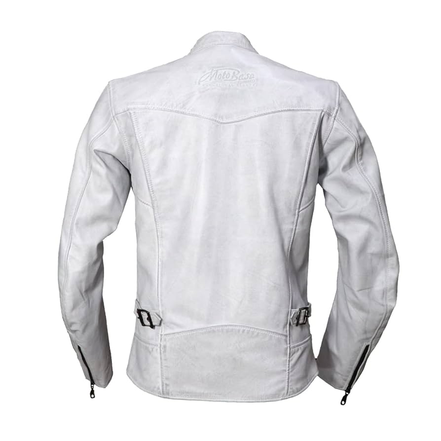 デシグアル　ライダース　白　オフホワイト　刺繍　蛇　長袖　アウター　スタッズ 激シブ 完全防備牛革プロテクター白 本革 ハイブリッド