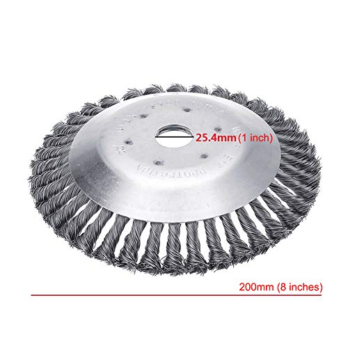 AMINORD 8\" Trimmer Cutter Head Steel Wire Weed Grass Brush Cutting Lawn Mower with Lawnmower Blade Adapter for Rust Removal Paving Stone Pavement Joints or Driveway (8\") (8 inches)
