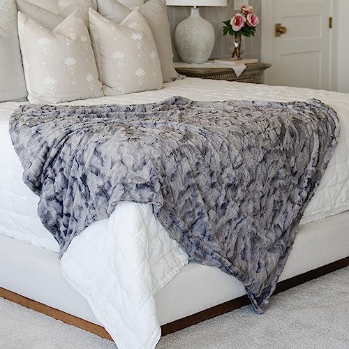 Graced Soft Luxuries Oversized Throw Blanket Softest Warm Elegant Aesthetic Comfy Cozy Faux Fur For Home, Couch, Sofa, Bed, Chair (Xl 60" X 80", Marbled Gray) #TOP6