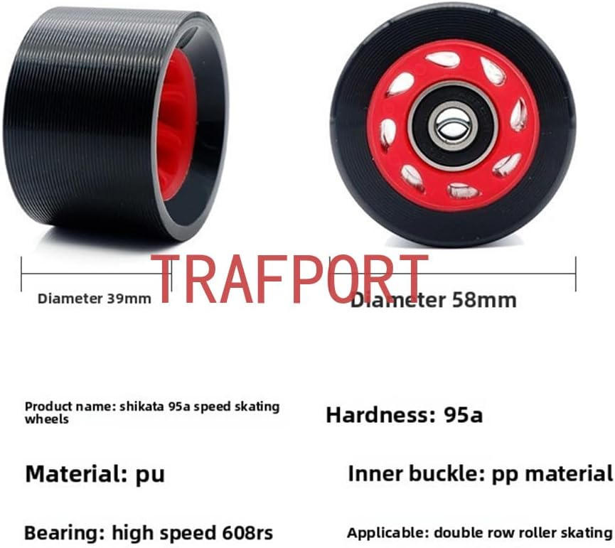 Quad Roller Skate Wheels 4-Pack, 5832mm/5839mm 88A/90A/92A/95A Hardness PU Double Row Roller Skates Wheels Smooth Rolling Replacement Wheels for Adult Kids Indoor Outdoor (58 * 32 Blue 95A)