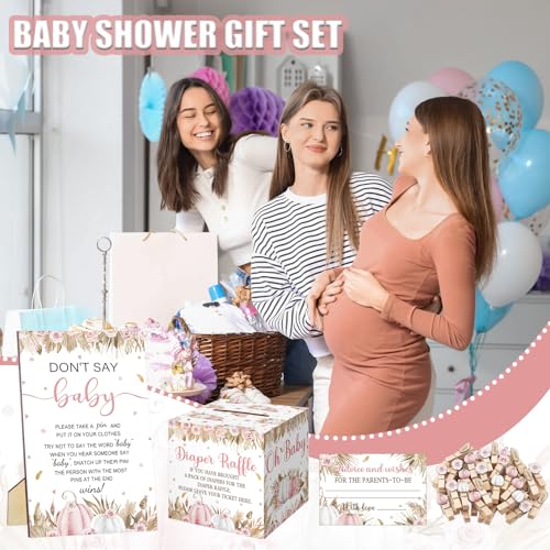 Dispowreath 102 Pcs Boho Pink Pumpkin Baby Shower Diaper Raffle Game Set by Dispowreath - Used condition - Image 5