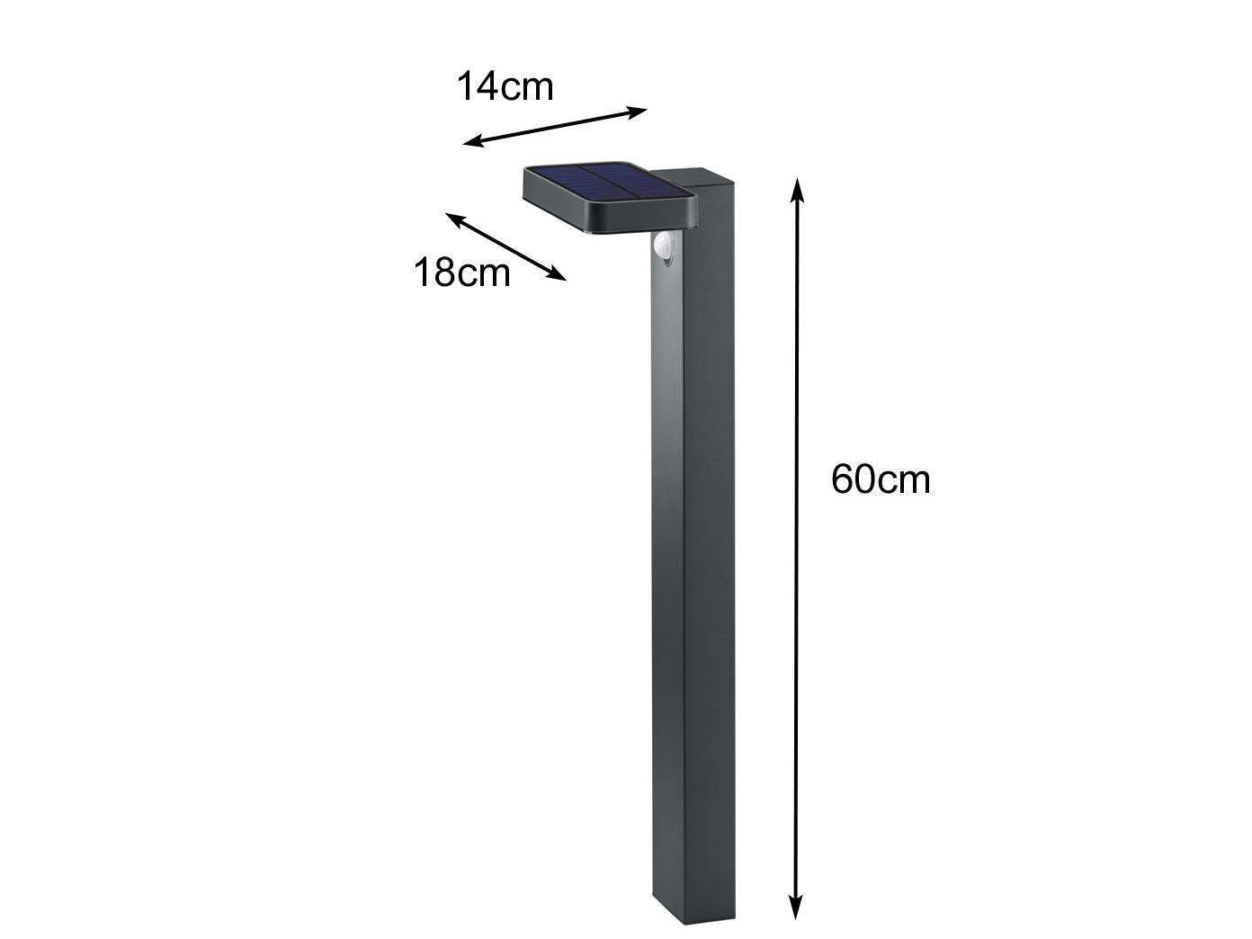 2er-Set LED Solar Wegeleuchten mit Bewegungsmelder Höhe 60cm