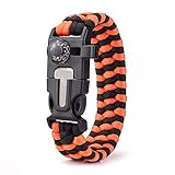 Freehawk Must-Have Outdoor Survival Paracord Bracelet/Emergency Kit With Thermometer Fire Starter Scraper Whistle Kit-Parachute Cord-Escape Survival Gear Pack (Orange&Black 1PCS)
