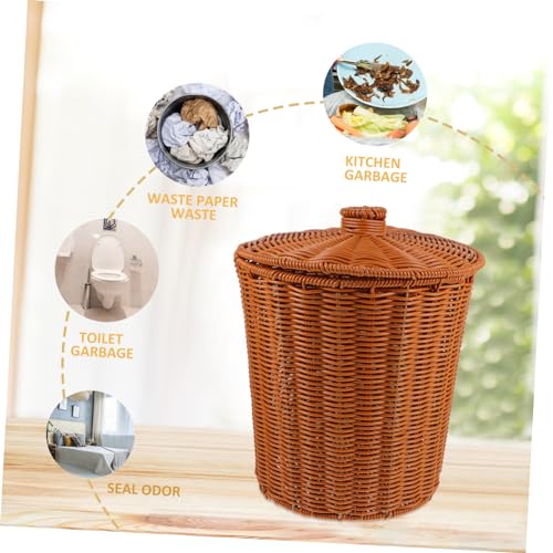Caneca de Basura Redonda de Rattan con Tapa miniatura 6