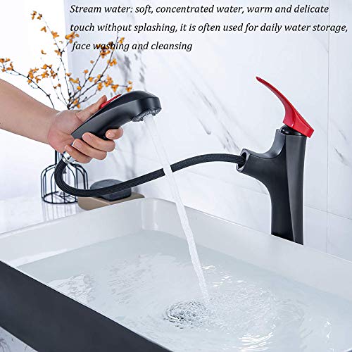 Robinet de lavabo monotrou mitigeur chaud et froid avec douchette rétractable haut