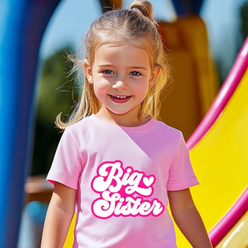 Image of Big Sister Announcement T Shirt Toddler Girls Promoted to Big Sister Tees Outfits 1-7 Years
