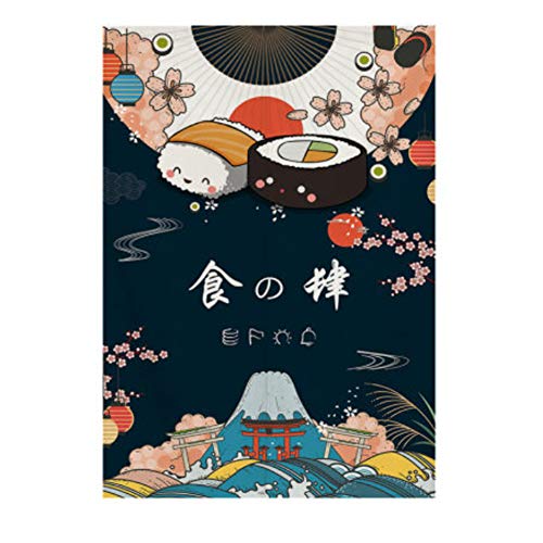 Maya Star Rideau de porte japonais Noren - Rideau occultant - 80 x 120 cm - Sushi