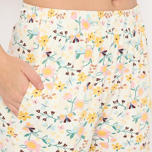 Image of CAMEY Women's Printed Pyjama Set, Short Sleeve T-Shirt and Trousers, Women Nightsuit, Loungewear Sets