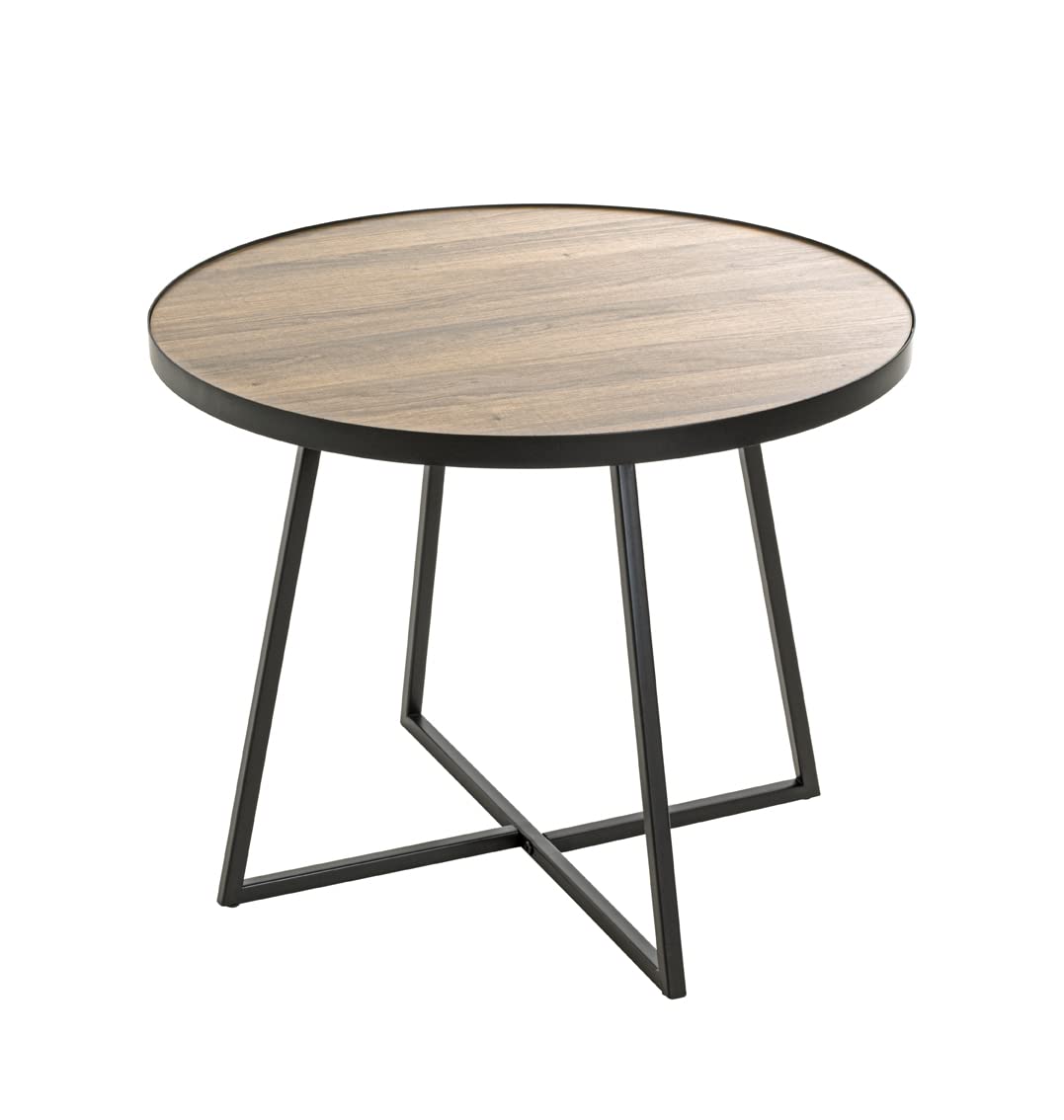 HAKU Beistelltisch rund Eiche schwarz MDF Metall runder Couchtisch - Maße: H 48 x Ø 60 cm Style: Modern