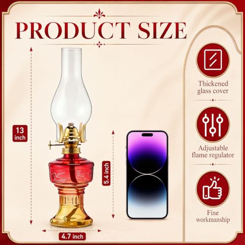 Image of 2 Pcs Oil Lamps for Indoor Use, Hurricane Kerosene Lamp, Gradient Red