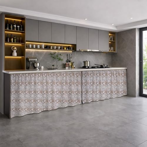 Image of LINENWALAS Under Sink Curtain for Kitchen - Pack of 2 | 150x70 cm Cotton Under-Sink Cover | Washable Storage-Hiding Curtain with Rod Pocket | Kitchen & Bathroom Cabinet Cover (Whispering Wings)