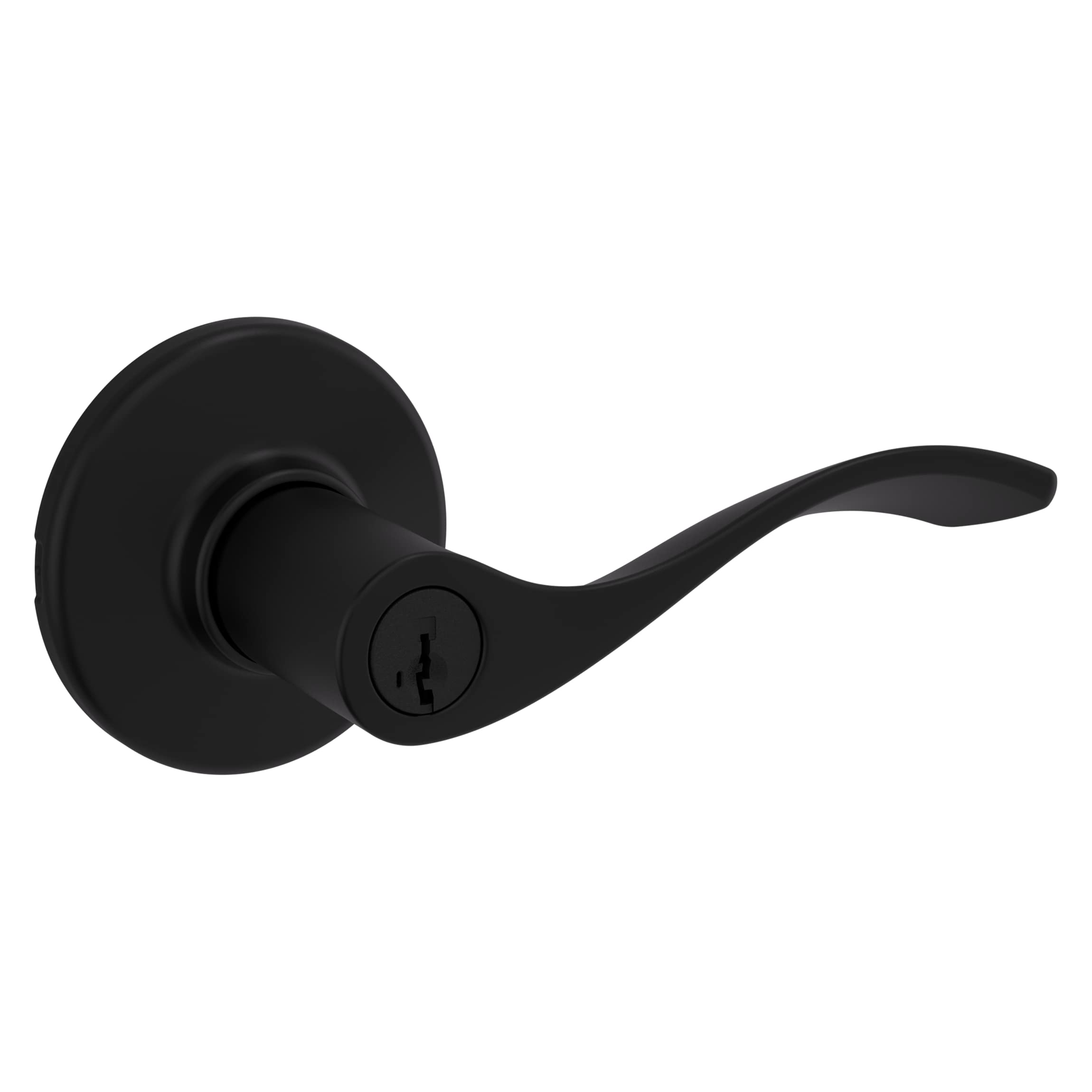 Kwikset Balboa Entry Door Handle with Lock and Key, Secure Keyed Reversible Lever Exterior, Doorlock, For Front Entrance and Bedrooms, Matte Black, Pick Resistant Smartkey Rekey Security