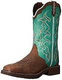 Justin Women's Raya Western Boot Wide Square Toe Brown 9.5 M