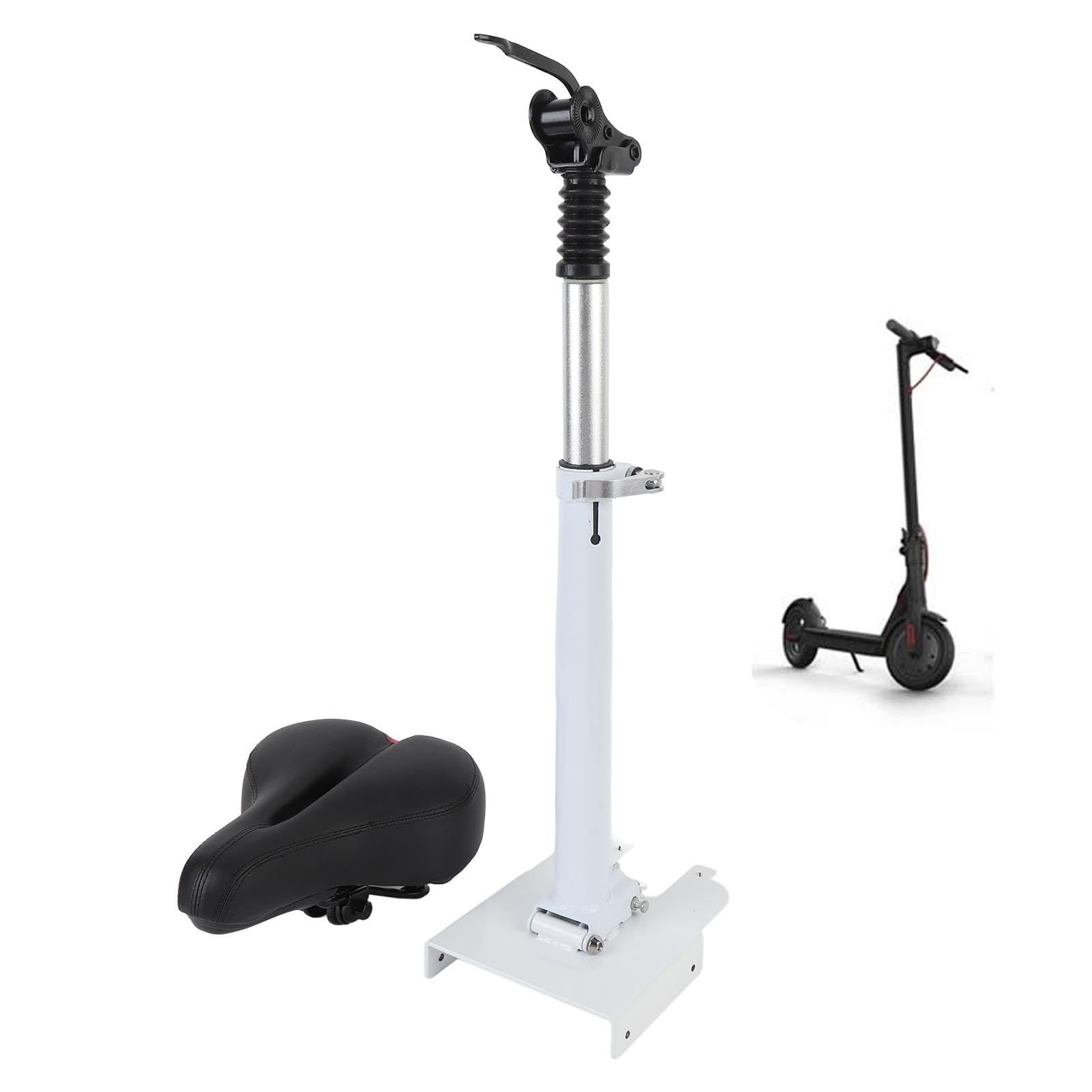 Jiawu Selle de Siège de Scooter électrique Pliable pour M365 1S Lite, Coussin en Mousse Absorbant Les Chocs, Alliage d'aluminium Réglable en Hauteur, Aucun Perçage Requis, Accessoires de Scooter