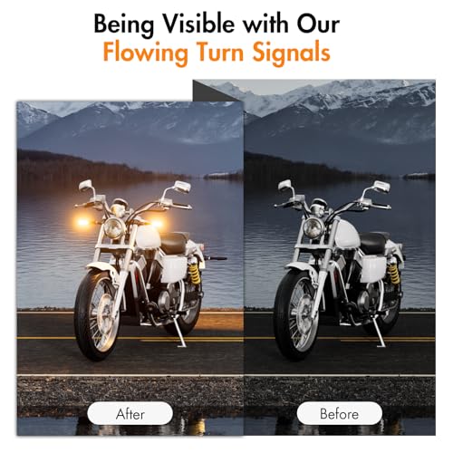 Image of Alopee 2-Pack Sequential LED Motorcycle Turn Signals 12V Flowing IP67 Waterproof Front and Rear Directional Lights High Visibility Universal Fit for Honda Yamaha American Cruiser Adventure Tourer