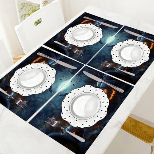 Set de table Halloween citrouille noir et orange pour repas festif