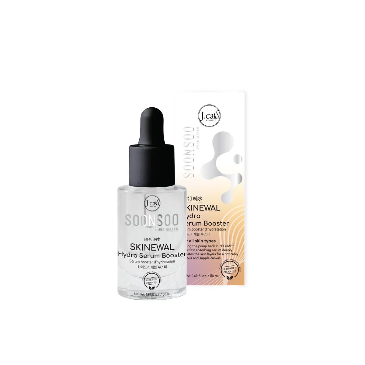 J.CAT BEAUTY Soonsoo Skinewal Hydra Serum Booster, Intensive Moisturizing Face Serum for Dry Skin with Panthenol and Shea Butter for Plump and