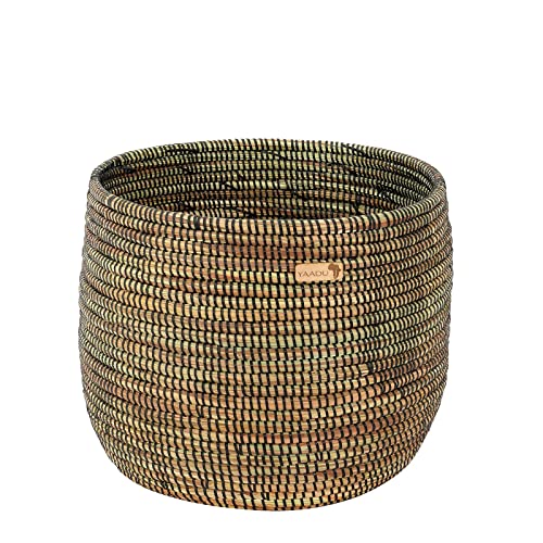YAADU Panier africain d'environ 29 cm de haut fabriqué en Afrique - Pour plantes et autres choses (noir) Cover