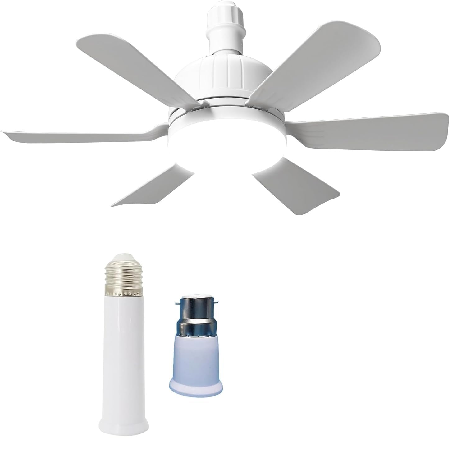 Laeomeo 46cm Ceiling Fan Light Bulb Bayonet Fitting, Ceiling Fans Lights Dimmable, Ceilings Fans with Light & Remote Control, E27/B22 Ceilings Lamp with 6 Blade, 3 Speed Timing