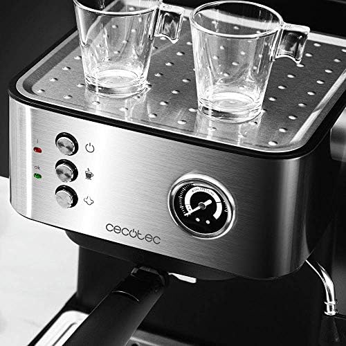Cecotec Machine à Café Espress Power Espresso 20 Professionale, 850 W, 20 bars de Pression, Manomètre, 1,6L, Bras Double Sortie, Buse Vapeur, Plateau Réchauffe-Tasses, Finitions en Acier Inoxydable - Image 6