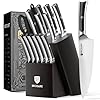 BRODARK Knife Set 15 PCS, Chef Knife Set with Block and Sharpener, High Carbon Stainless Steel Knife Block Set, Ergonomic Pakkawood Handle for Kitchen Cooking